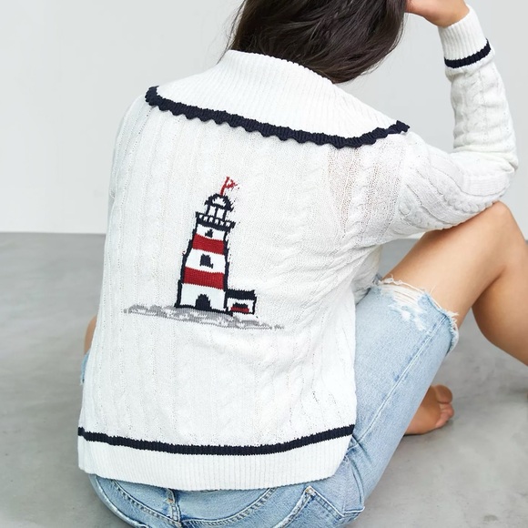 Anthropologie Sweaters - NWT Anthropologie Maeve Lighthouse Cardigan Ivory Size XL
